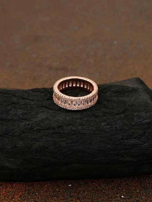 women's stacking ring-Rose Gold Sunny Zirconia Ring - EOSS