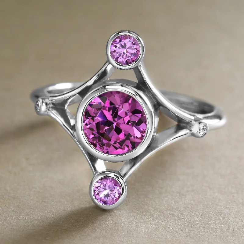 women's dainty ring-A Glittering Pink Jewel