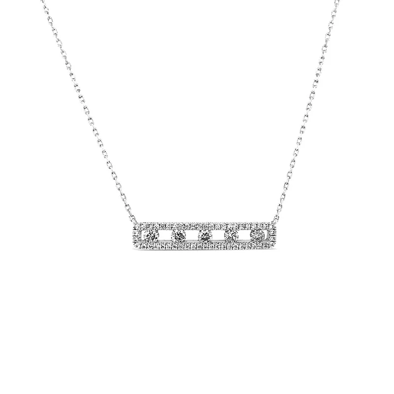 women's minimalist necklace-Diamond Air Bar Pendant Necklace