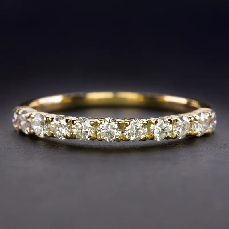 women's simple engagement ring-DIAMOND WEDDING RING 1/2ct F-G VS 18k YELLOW GOLD STACKING BAND HALF ETERNITY