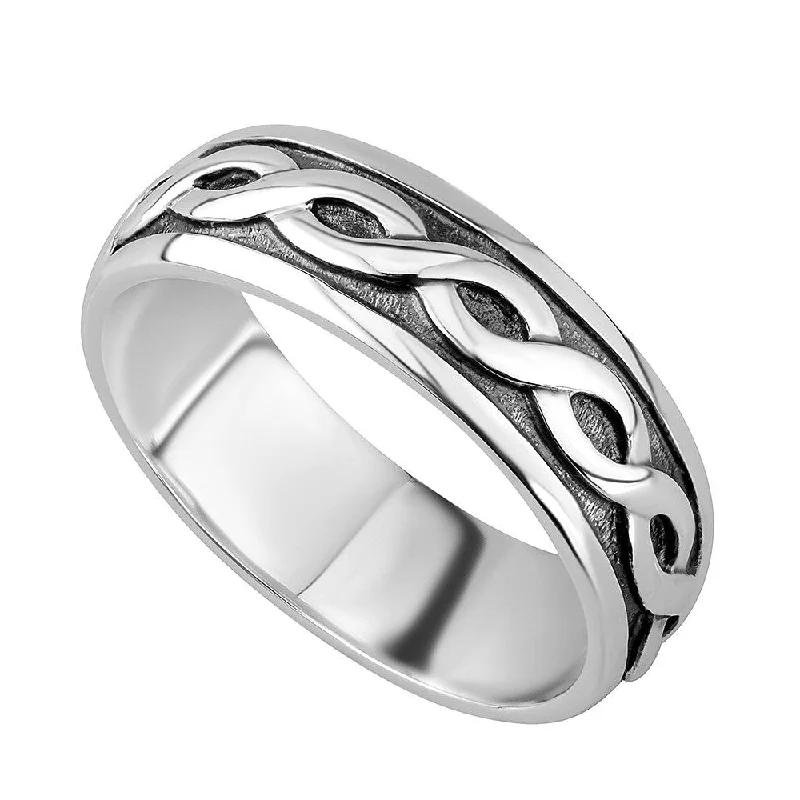 women's radiant-cut engagement ring-Men's Sterling Silver Celtic Wedding Ring - S2649