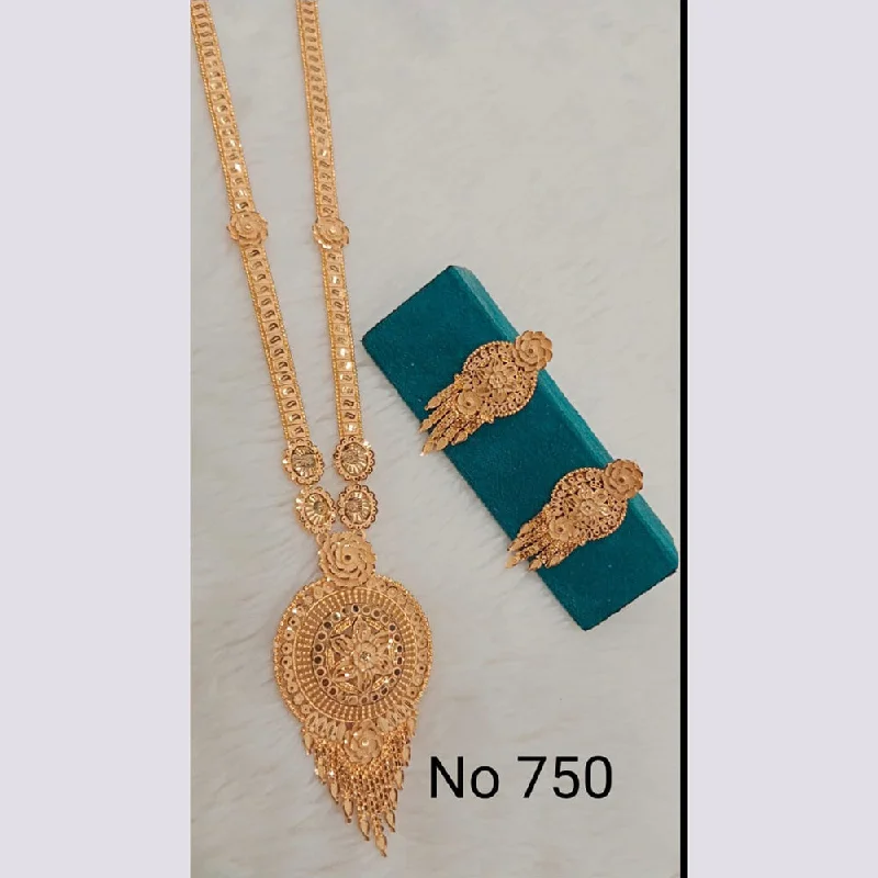 women's gold necklace-Sunrise Gold  Forming  Long Necklace Set