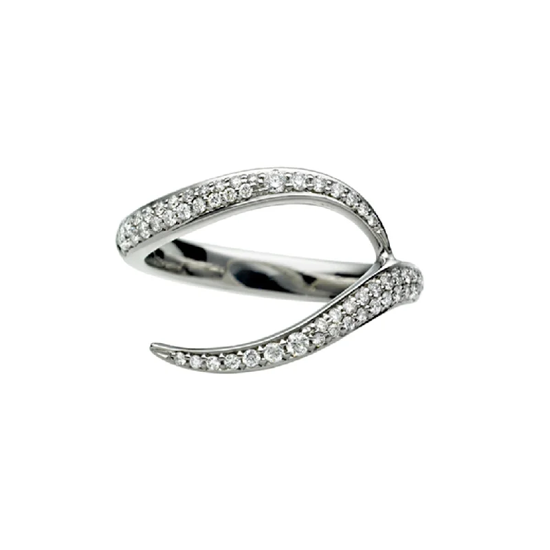 women's pave-setting engagement ring-Interlocking Ariana50 Wedding Ring - 18ct White Gold & 0.37ct Diamond