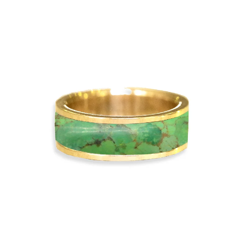 women's engagement ring-Green Mojave Turquoise Inlay Wedding Ring