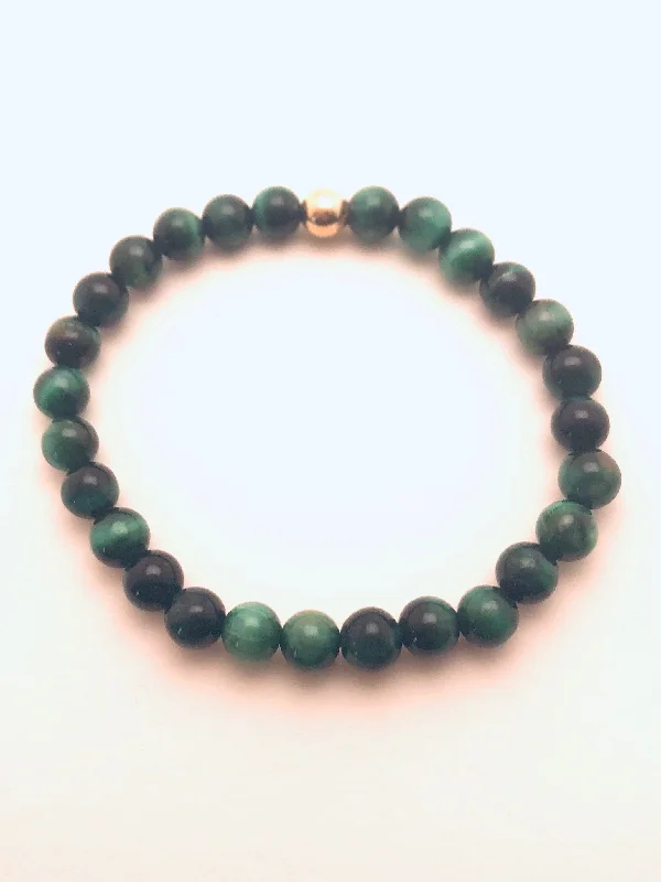 women's bar necklace-Green Tiger's Eye Heart Focus Bracelet