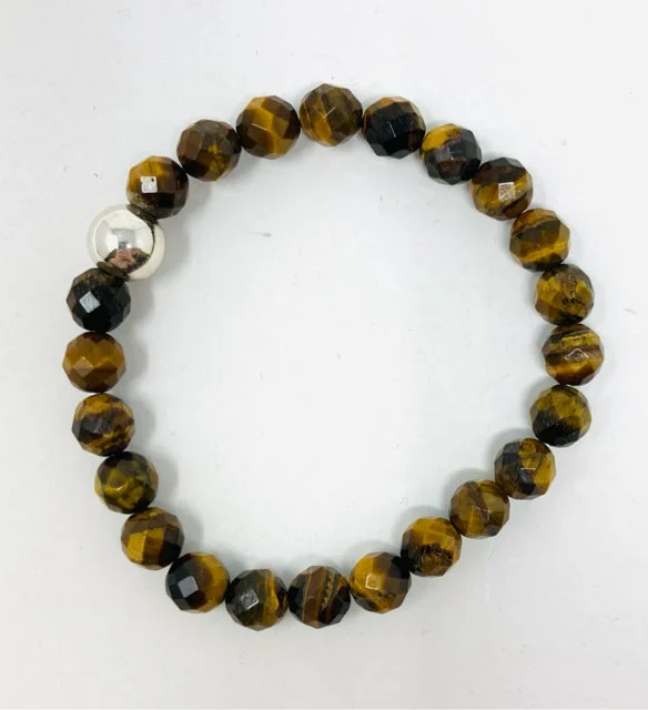 women's cross necklace-Faceted Tiger's Eye Bracelet