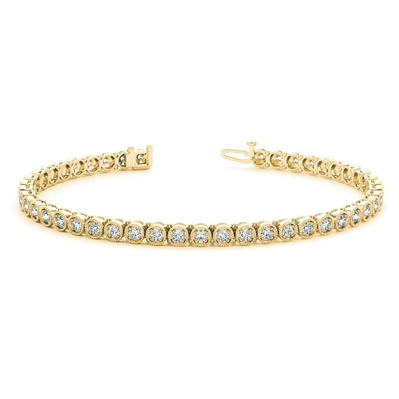 women's handcrafted necklace-1.00 ctw Round Diamond Tennis Bracelet Milgrain