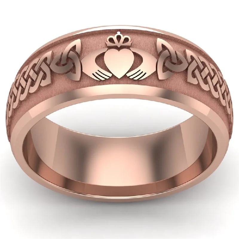 women's floral engagement ring-Claddagh Wedding Ring UCL1-14R8M - 14K Rose Gold