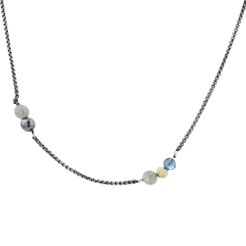 women's princess cut necklace-David Yurman Labradorite, Hematite and Topaz Necklace