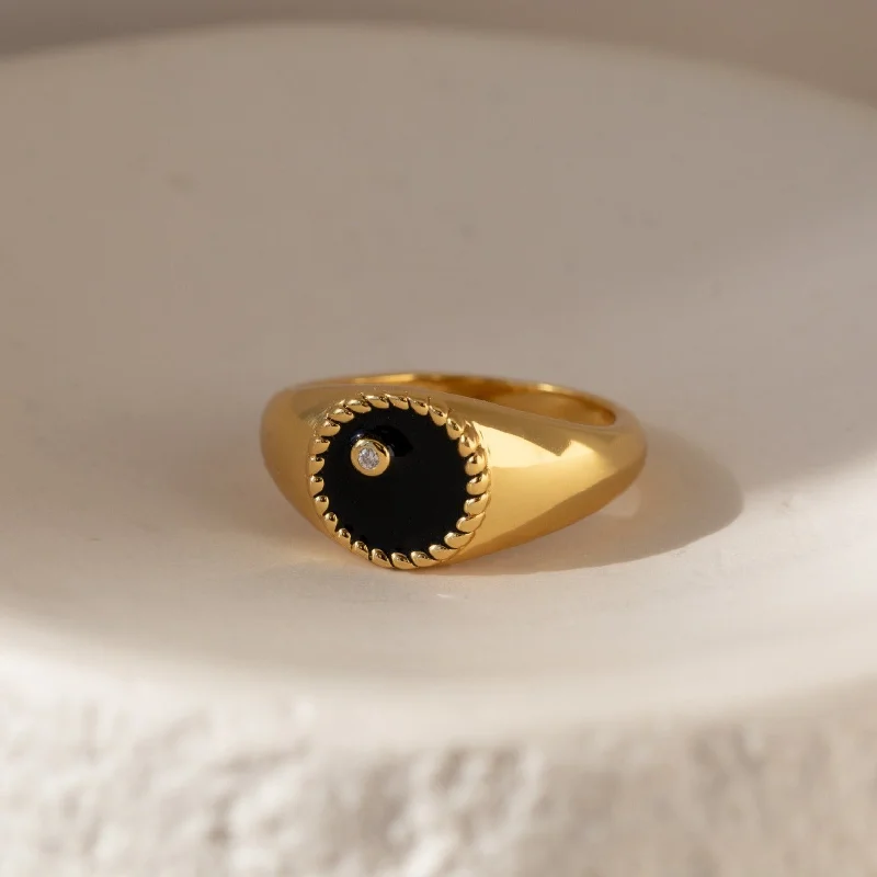 women's ring-Natasha Black Signet Ring