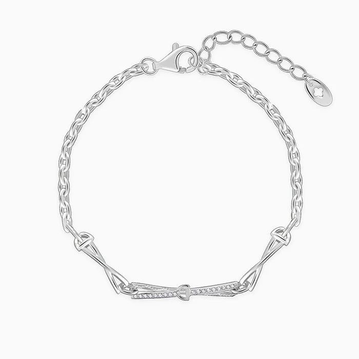 women's diamond necklace-Silver Crystal Beam Bracelet