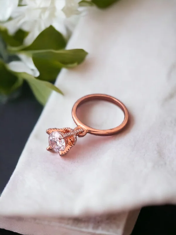 women's formal ring-Rose Gold Nupoor Zirconia Ring - EOSS