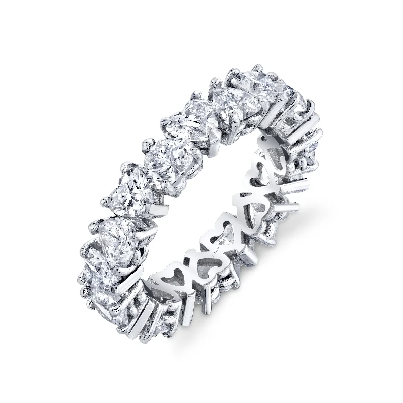 women's silver ring-READY TO SHIP DIAMOND HEART ETERNITY BAND