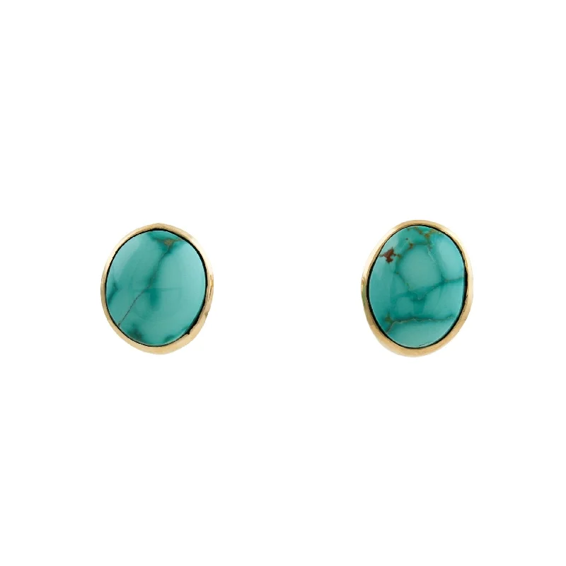 women's opal ring-Sierra Nevada Turquoise 14k Studs