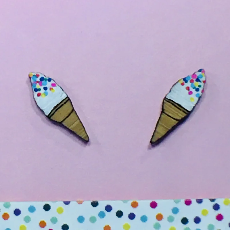 women's wide band ring-Studs: Ice Cream