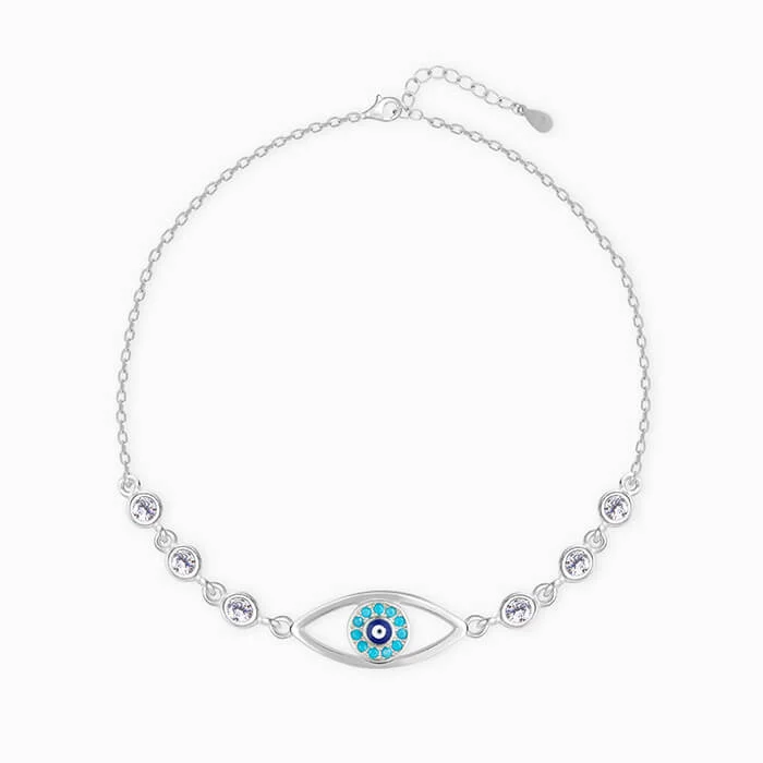 women's engagement necklace-Silver Chary Eyes Bracelet