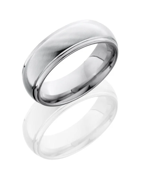 women's formal ring-Lashbrook Cobalt Chrome Band With An Angle Satin & Polish Finish, CC7DGE