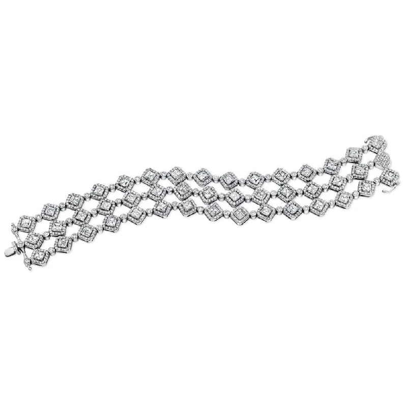 women's sapphire necklace-Uneek Signature Collection 3-Row Link Bracelet