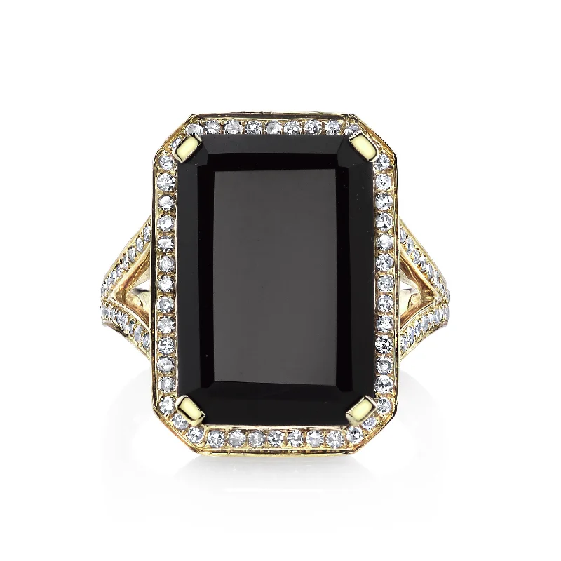 women's wrap ring-BLACK ONYX PORTRAIT RING