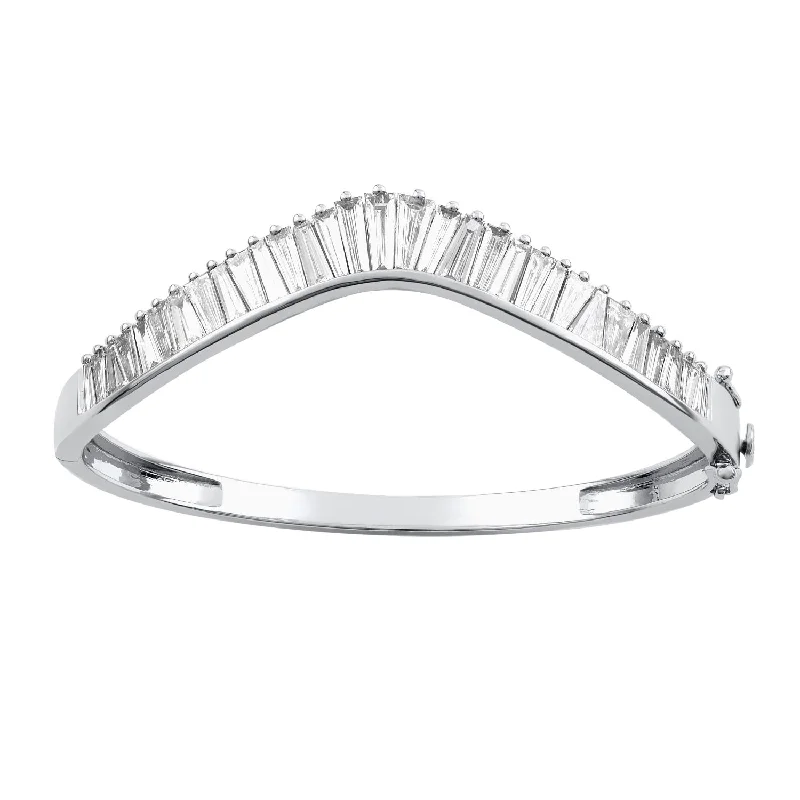 women's square necklace-Signature EcoLove 4-1/5 CTW Diamond Bangle Bracelet in 14KT White Gold