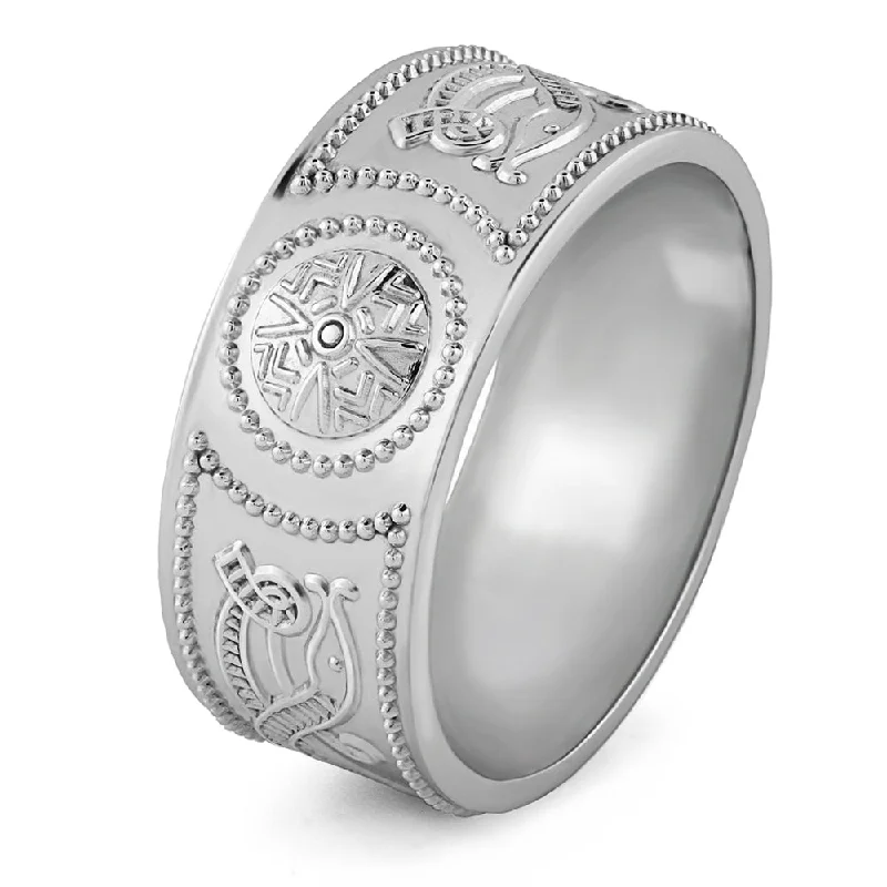 women's eco-friendly engagement ring-Retired Celtic Warrior Shield Wedding Ring US-WED34