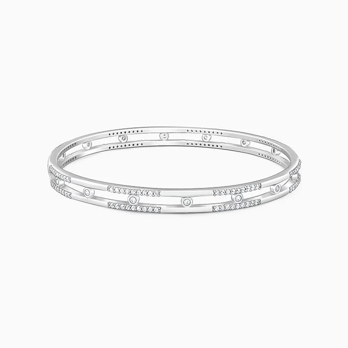 women's oval necklace-Silver Classic Duality Bangle