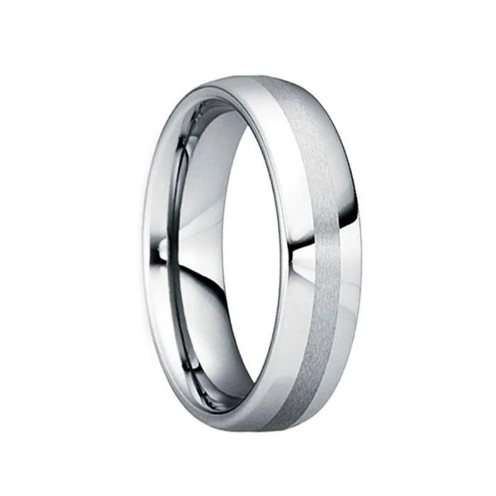 women's braided band engagement ring-OCTAVIANUS Polished Comfort Fit Tungsten Wedding Ring with Brushed Center - 6mm & 8mm