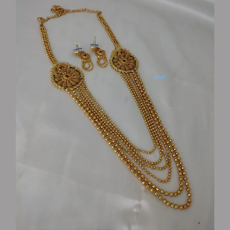 women's double chain necklace-Lucentarts Jewellery Gold Plated Long Necklace Set