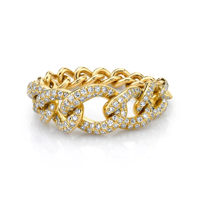 women's fashion ring-READY TO SHIP DIAMOND GRADUAL PAVE LINK RING