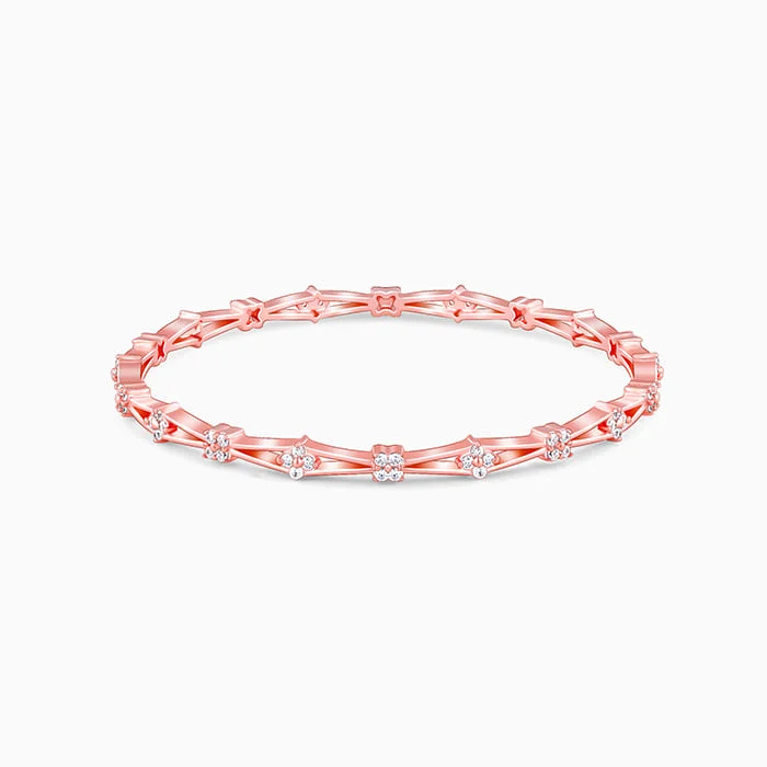 women's princess cut necklace-Rose Gold Draped In Floral Bangle