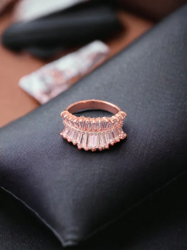 women's opal ring-Rose Gold Myra Zirconia Ring - EOSS