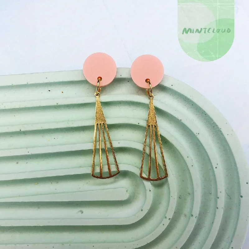 women's sun ring-Mintcloud Brass Dangles - Narrow Fan*