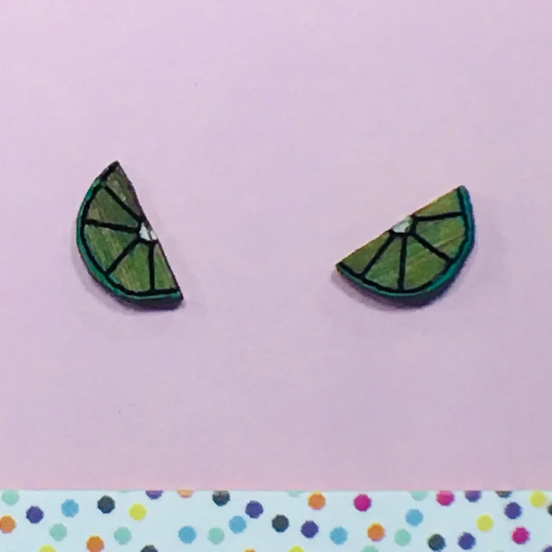 women's round ring-Studs: Lime Slice