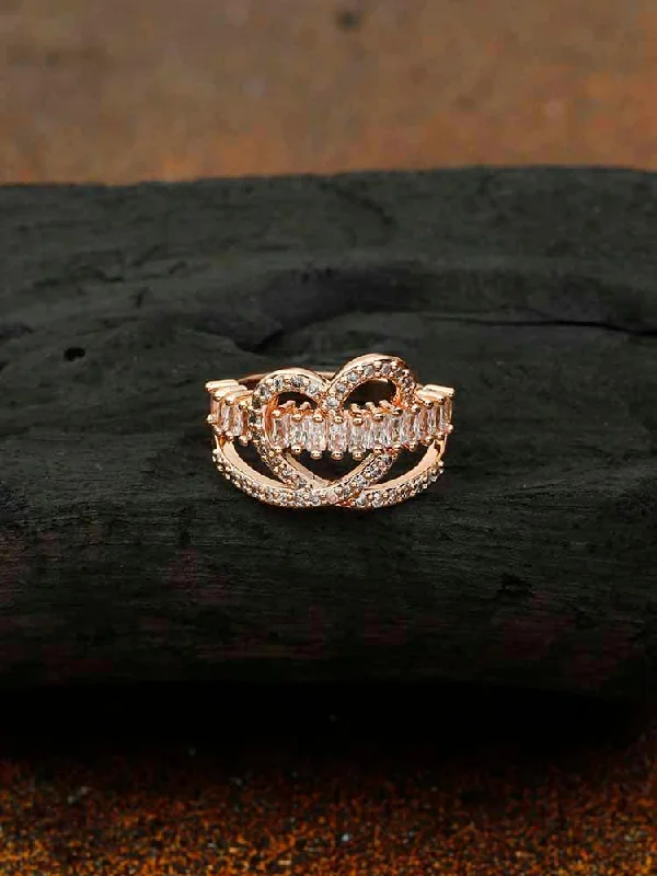 women's solitaire ring-Rose Gold Suman Zirconia Ring - EOSS