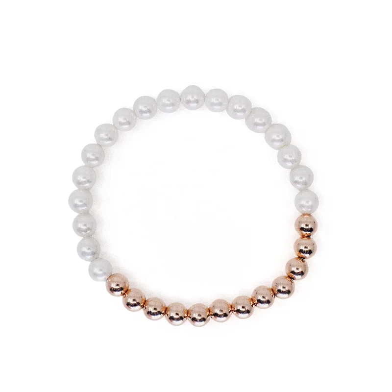 women's animal necklace-Eternity Pearl Bracelet in Rose Gold