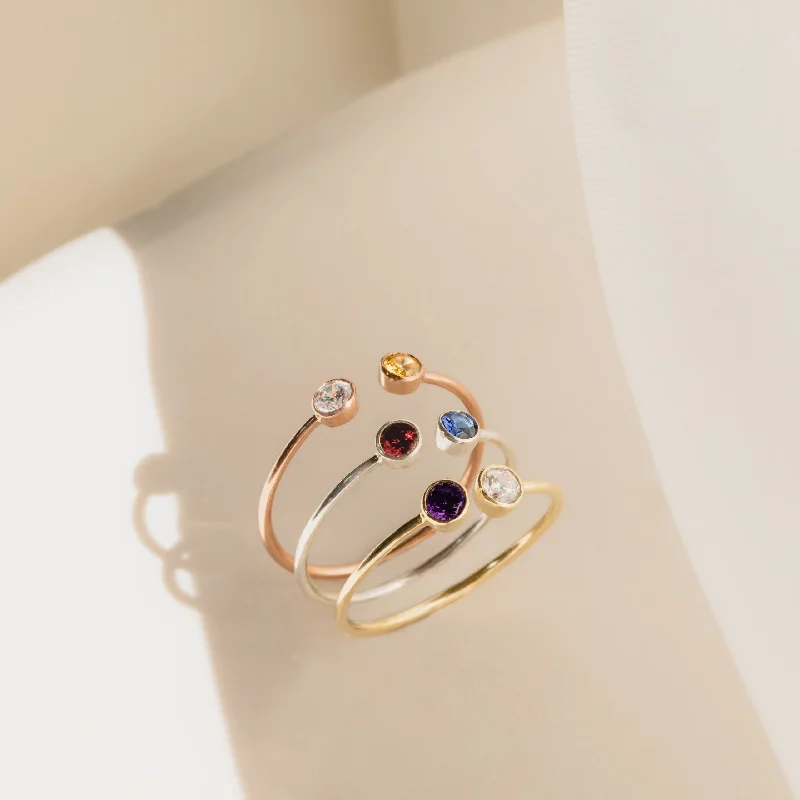 women's casual ring-Dual Birthstone Ring