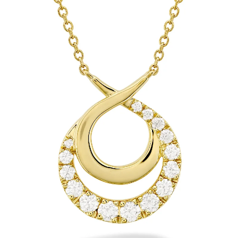 women's diamond necklace-Diamond Double Circle Necklace