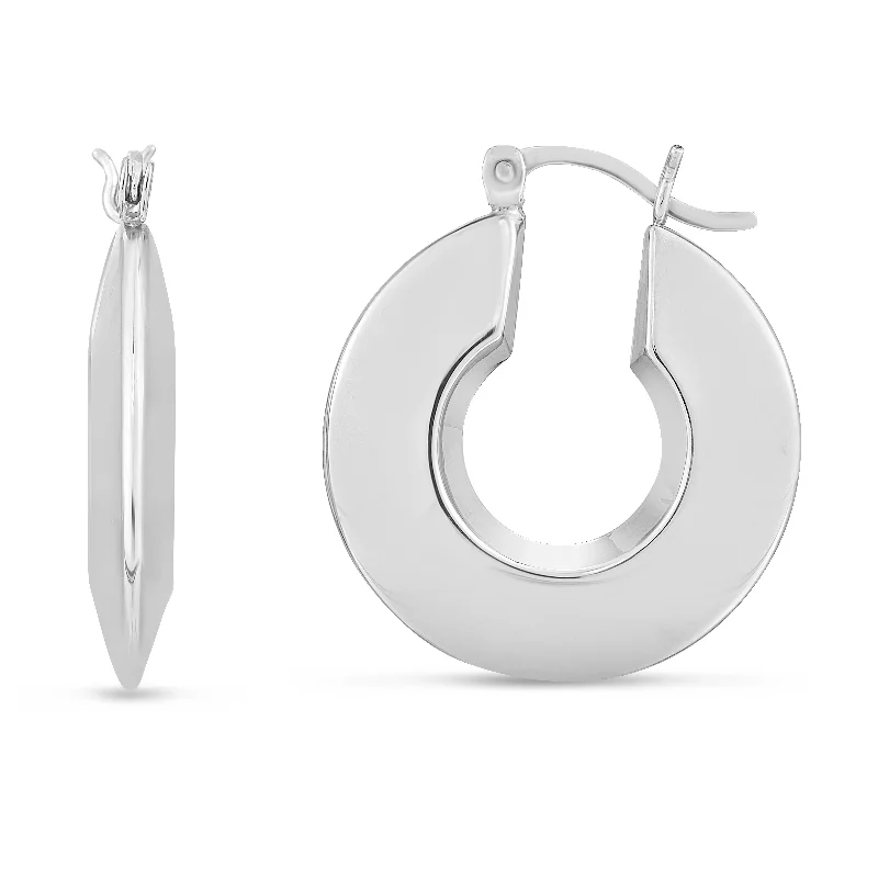 women's knuckle ring-Silver Small Puffed Round Hoops