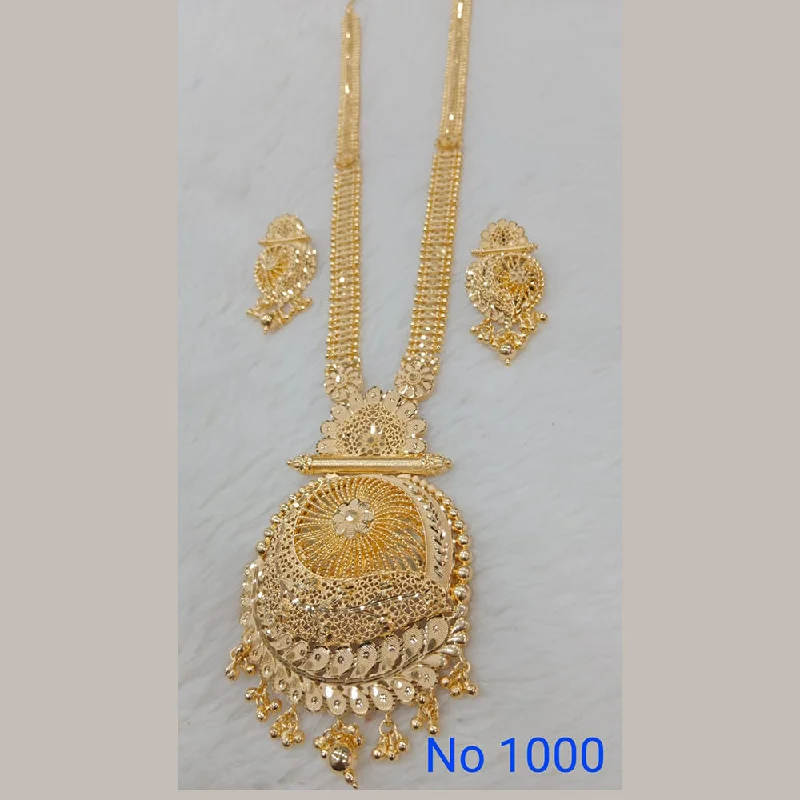 women's antique necklace-Sunrise Gold  Forming  Long Necklace Set