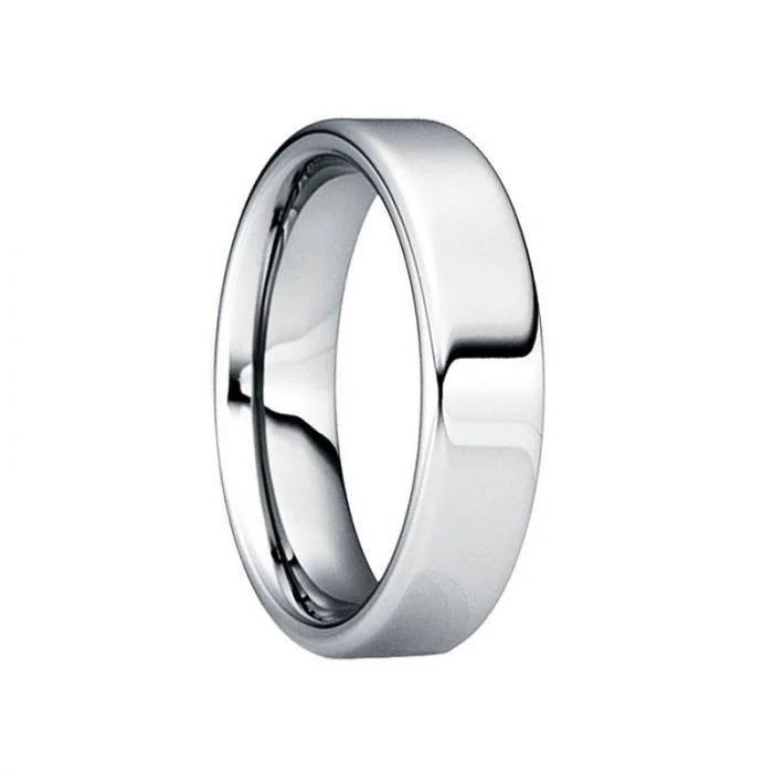 women's tension-setting engagement ring-POMPONIUS Comfort Fit Tungsten Wedding Ring with Polished Finish - 6mm & 8mm