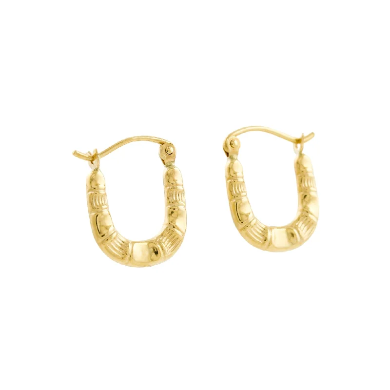 women's three-stone ring-10K Gold x Bamboo Motif Creole Hoops