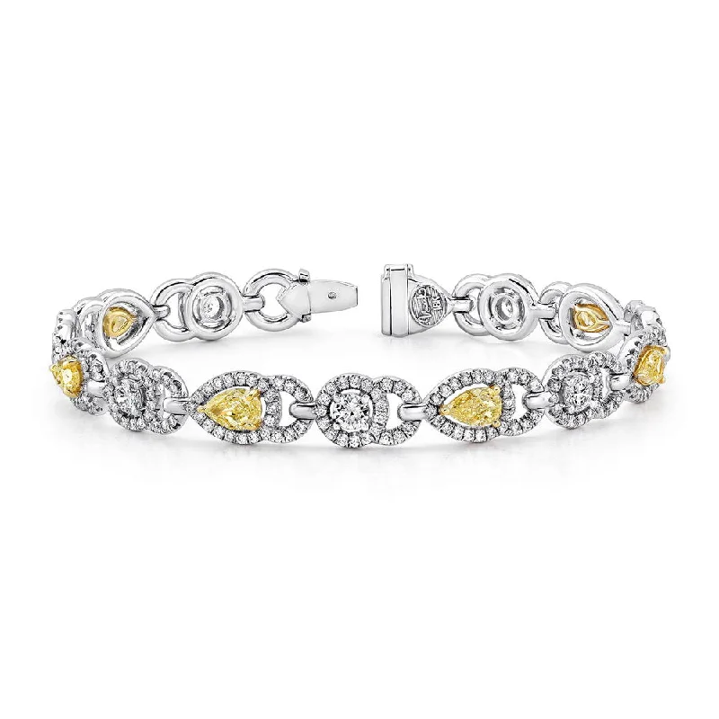 women's topaz necklace-Uneek Pear-Shaped Fancy Yellow Diamond Bracelet