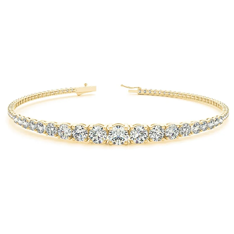 women's bohemian necklace-Graduated 2.87 ctw Round Diamond Tennis Bracelet Four Prong Set