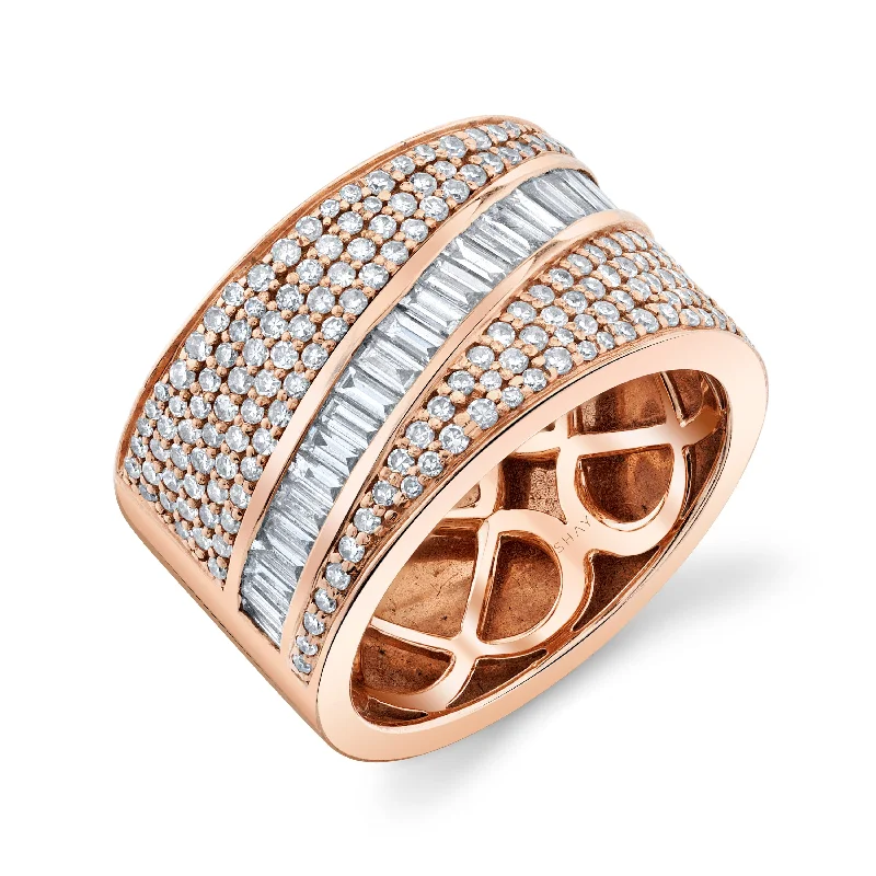 women's thumb ring-READY TO SHIP PAVE DIAGONAL BAGUETTE DIAMOND BAND