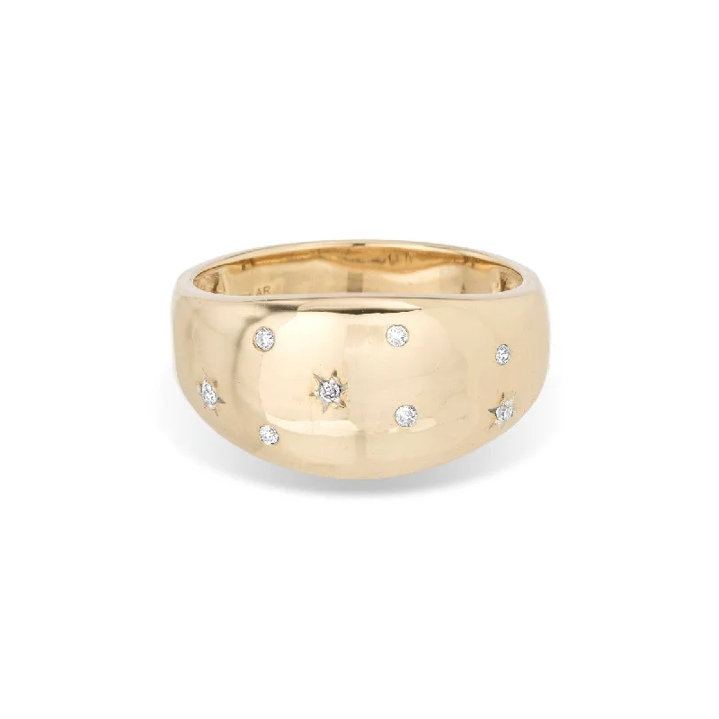 women's rose gold ring-Celestial Diamonds Large Half Dome Ring