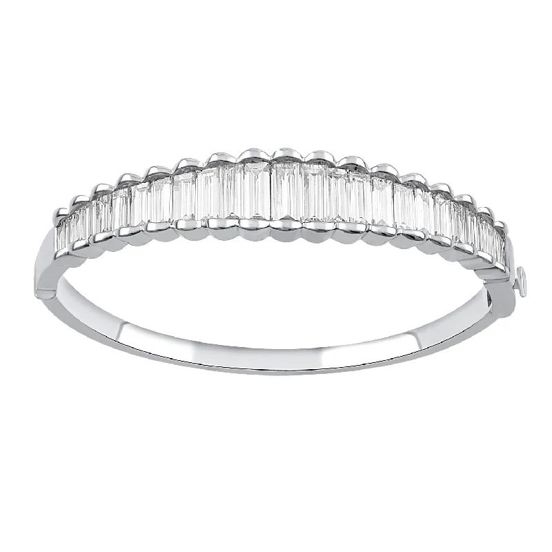 women's princess cut necklace-Signature EcoLove 8-3/8 CTW Diamond Bangle Bracelet in 14KT White Gold