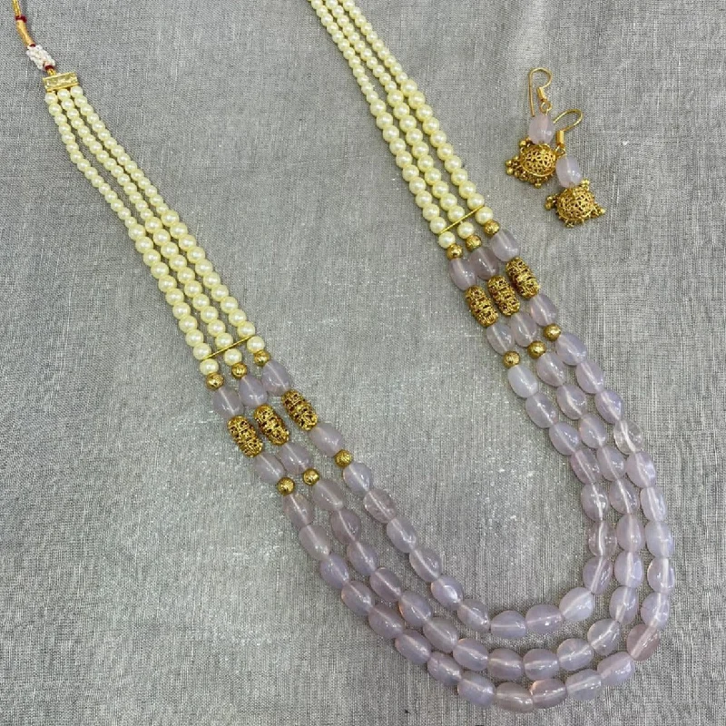 women's Christmas gift necklace-Jyoti Arts Gold Plated Beads Long Necklace Set