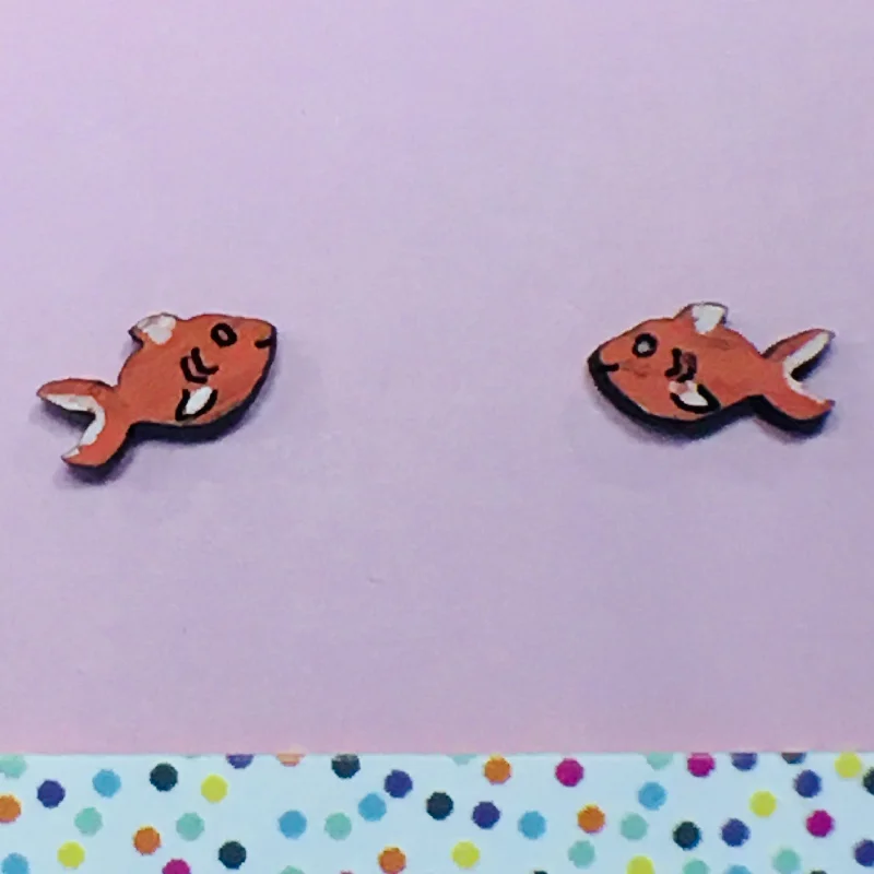 women's open band ring-Studs: Goldfish