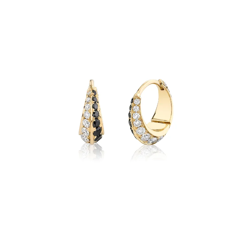 women's ring-Medium Crescent Hoops with Othello Pave