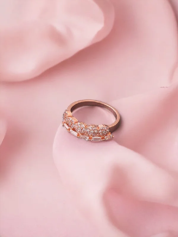 women's moissanite ring-Rose Gold Ojal Zirconia Ring - EOSS